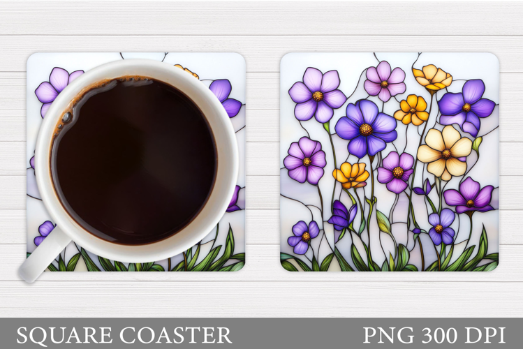 Wildflowers Coaster Design. Floral Coaster Sublimation