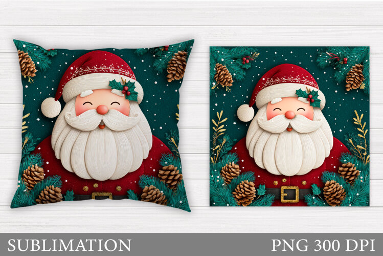 Santa Claus Pillow Design. Christmas Pillow Sublimation example image 1