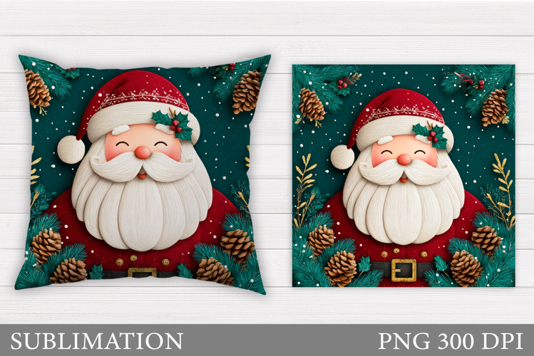 Santa Claus Pillow Design. Christmas Pillow Sublimation