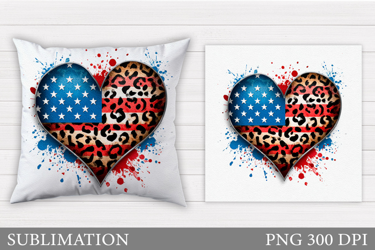 Patriotic Heart Pillow. Patriotic Pillow Sublimation