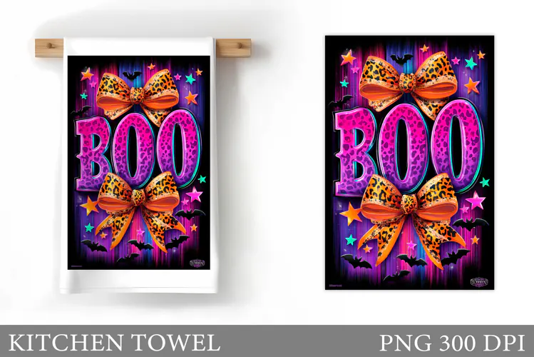 Boo Kitchen Towel Sublimation. Halloween Kitchen Towel