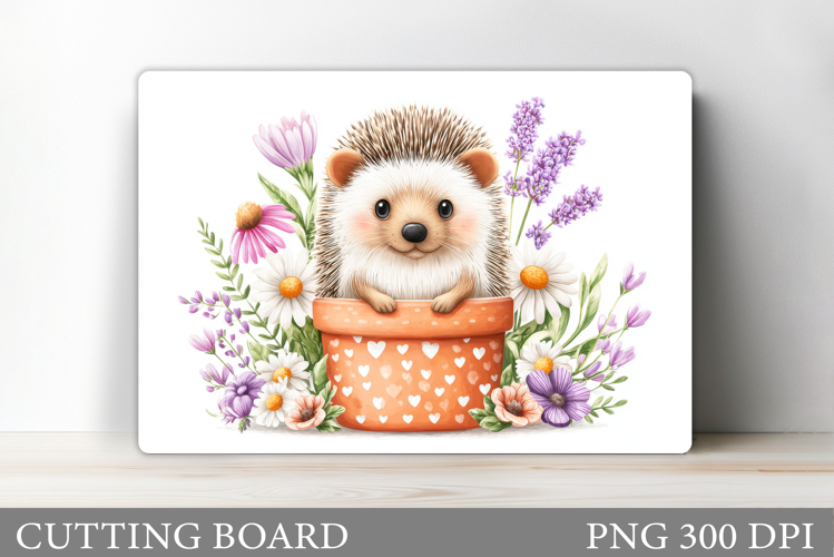 Hedgehog Cutting Board Design. Cute Hedgehog Sublimation