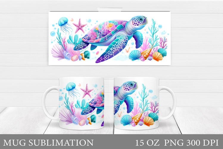 Sea Turtle Mug Sublimation. Sea Turtle Mug Wrap Design