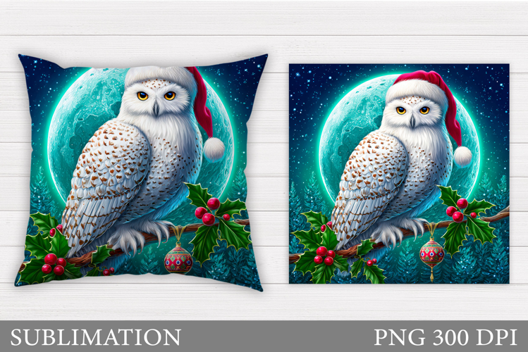 Christmas Owl Pillow Design. Christmas Pillow Sublimation