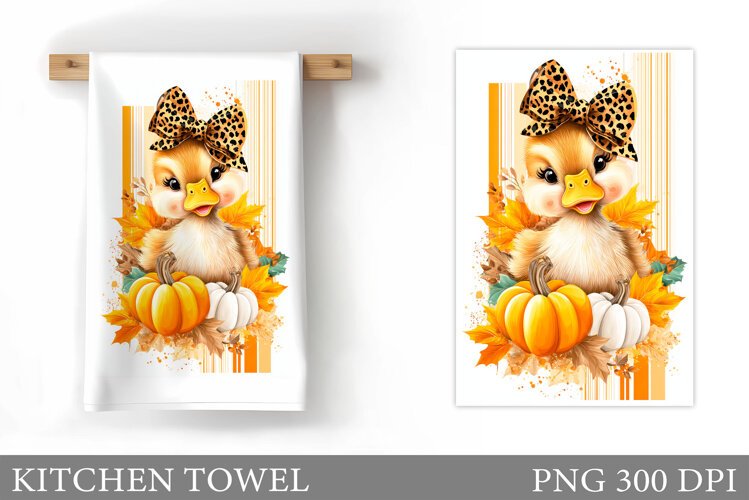 Fall Duck Kitchen Towel. Fall Kitchen Towel Sublimation example image 1