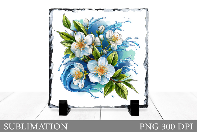 Flowers Slate Sublimation. Floral Sublimation