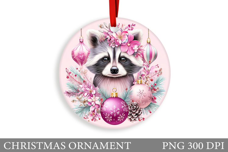 Cute Raccoon Christmas Ornament. Cute Raccoon Sublimation