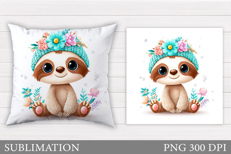 Cute Sloth Pillow Design. Cute Sloth Sublimation