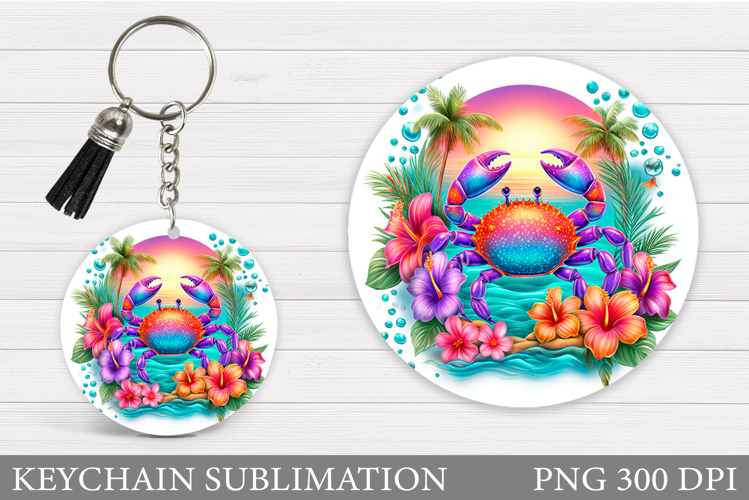 Crab Keychain Design. Sea Keychain Sublimation