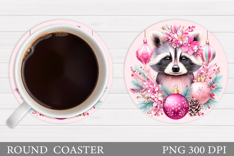 Christmas Raccoon Coaster. Christmas Coaster Sublimation
