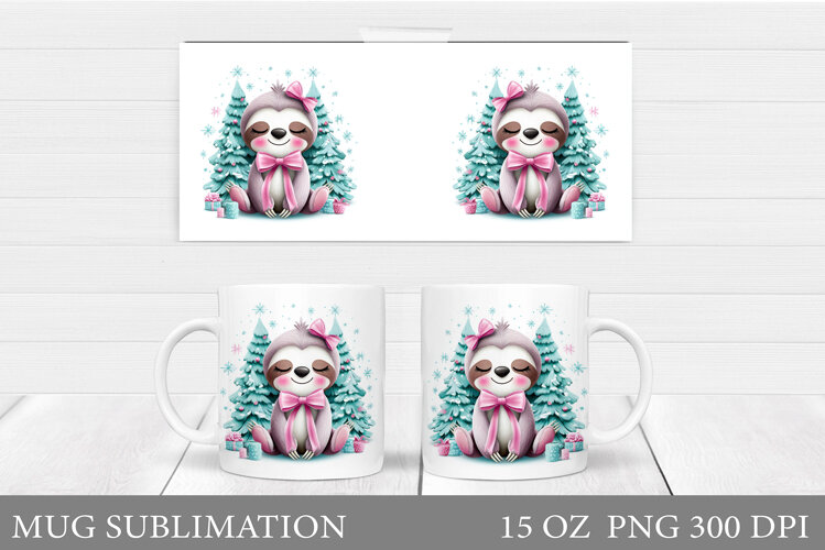 Christmas Sloth Mug Design. Christmas Mug Sublimation example image 1