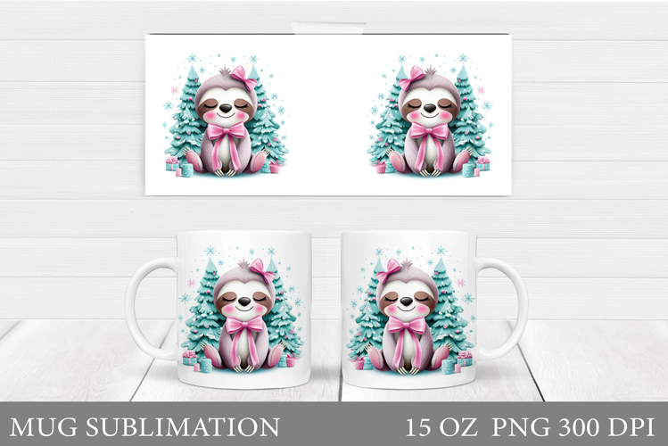 Christmas Sloth Mug Design. Christmas Mug Sublimation