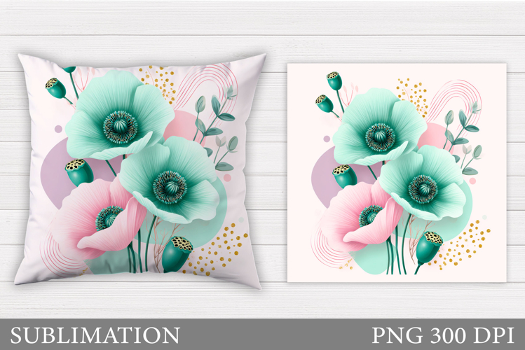 Floral Pillow Design. Flowers Sublimation