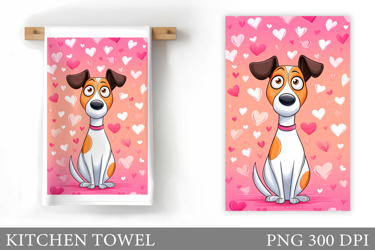 Valentines Dog Kitchen Towel. Valentine Kitchen Towel Design