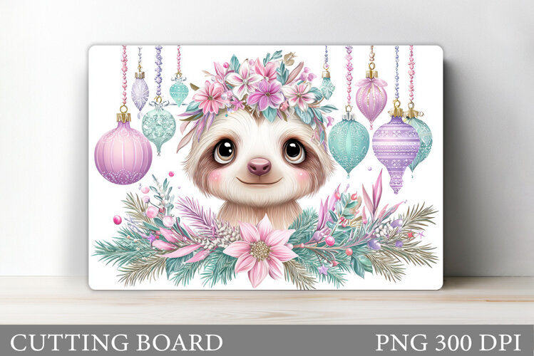 Christmas Sloth Cutting Board. Christmas Cutting Board example image 1