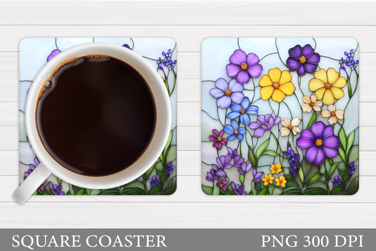 Wildflowers Coaster Design. Floral Coaster Sublimation