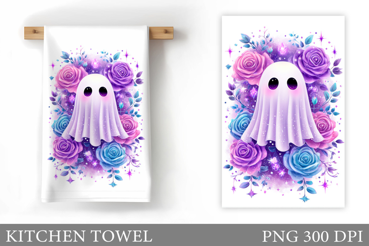 Ghost Kitchen Towel Design. Halloween Pumpkin Towel