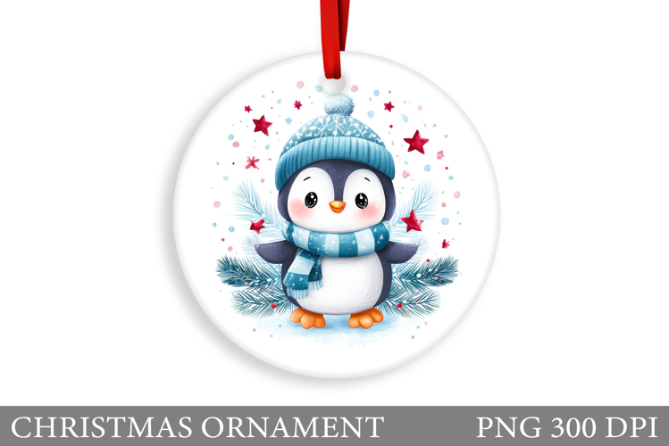 Cute Penguin Christmas Ornament. Cute Penguin Sublimation