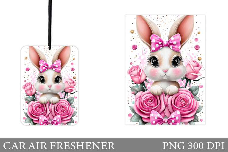 Cute Bunny Car Air Freshener Design. Cute Bunny Sublimation