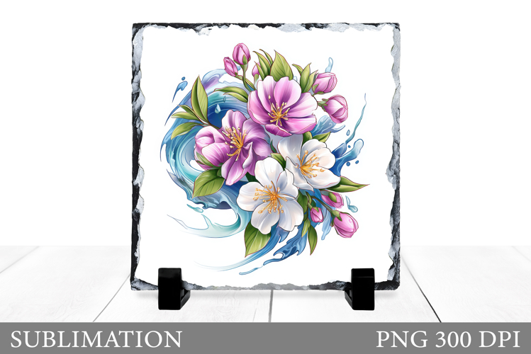 Flowers Slate Sublimation. Floral Sublimation