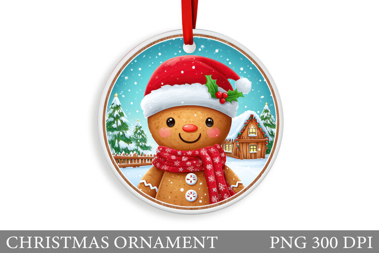 Gingerbread Christmas Ornament. Cute Raccoon Sublimation example image 1
