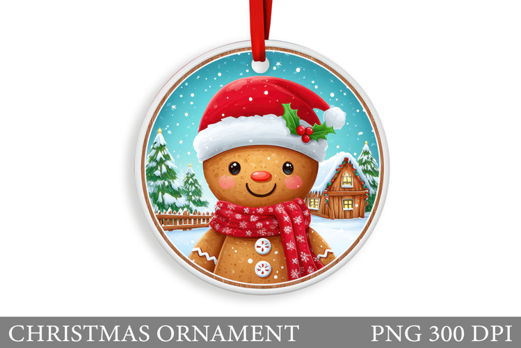 Gingerbread Christmas Ornament. Cute Raccoon Sublimation