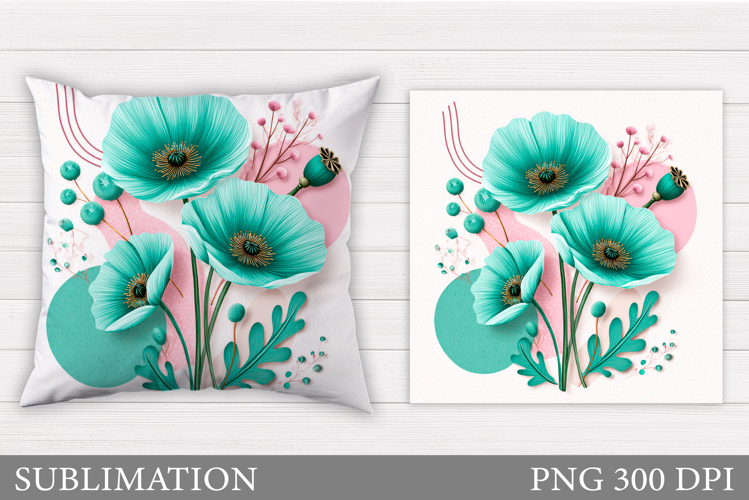 Flowers Pillow Sublimation. Floral Pillow Design