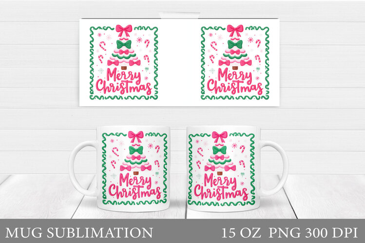 Christmas Tree Mug Design. Christmas Mug Sublimation example image 1