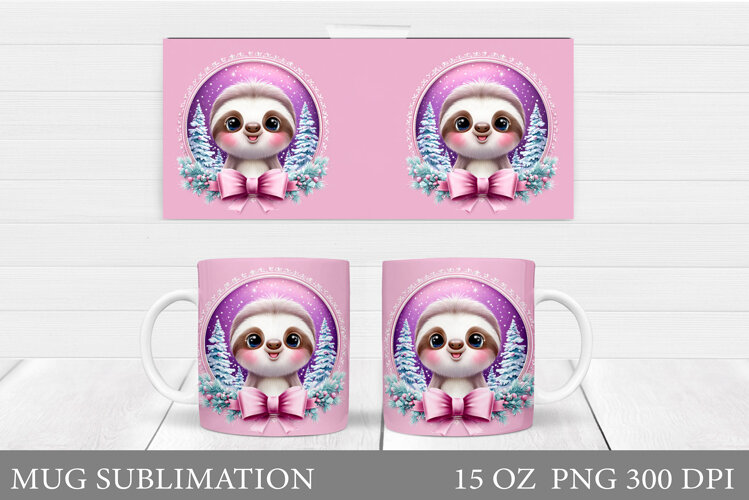 Cute Sloth Mug Design. Christmas Mug Sublimation example image 1