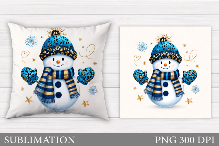 Cute Snowman Pillow Sublimation. Christmas Pillow Design example image 1