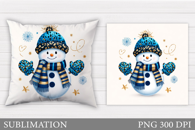 Cute Snowman Pillow Sublimation. Christmas Pillow Design