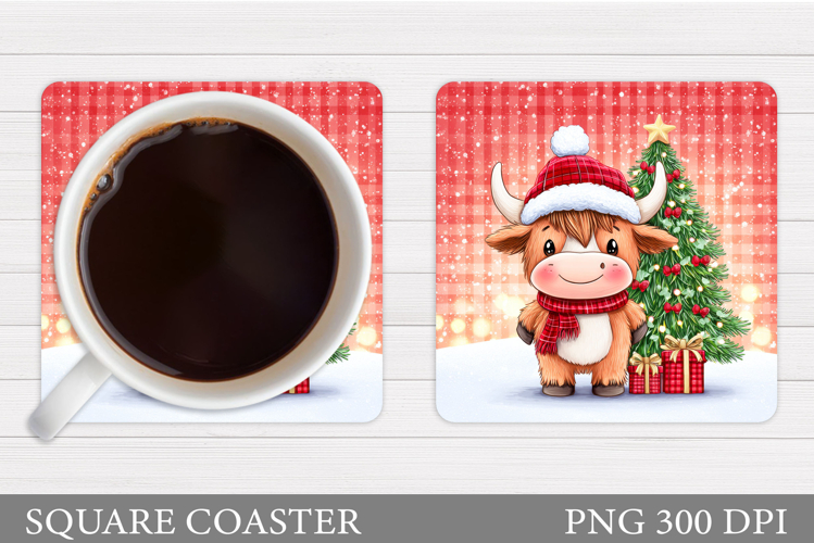 Christmas Cow Coaster. Christmas Cow Coaster Sublimation
