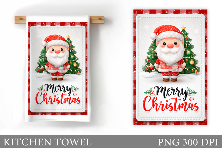 Santa Claus Kitchen Towel Design. Christmas Kitchen Towel