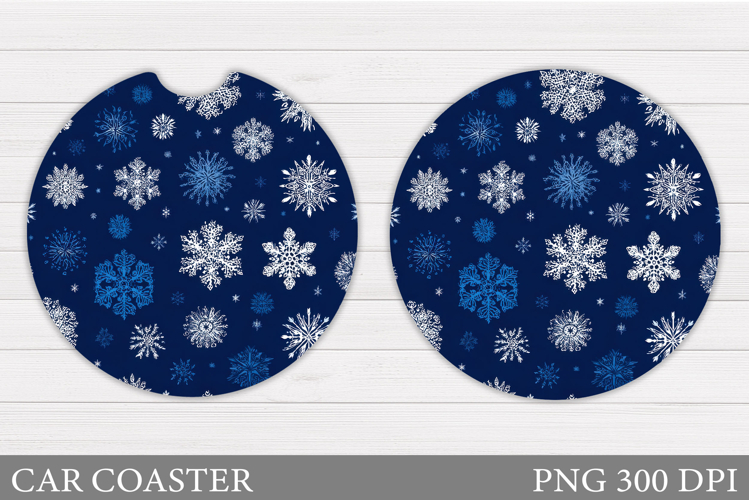 Snowflakes Car Coaster Design. Christmas Car Coaster