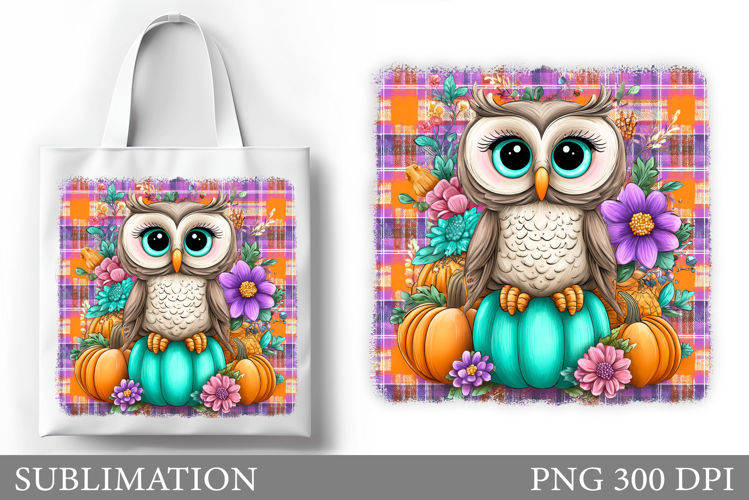 Fall Owl Tote Bag Design. Fall Owl Sublimation