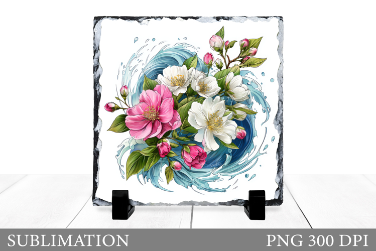 Flowers Sublimation. Flowers Slate Sublimation