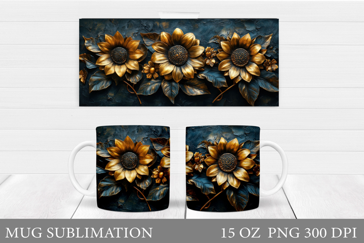 Sunflowers Mug Sublimation. Flowers Mug Wrap Design