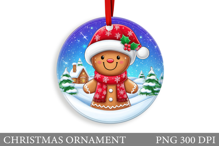 Gingerbread Christmas Ornament. Cute Raccoon Sublimation