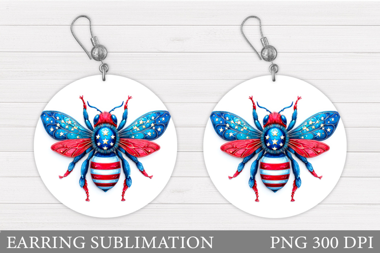 Patriotic Bee Earring Design. Patriotic Bee Sublimation