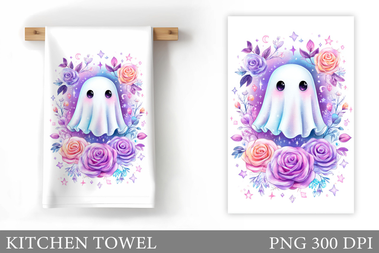 Cute Ghost Kitchen Towel. Cute Halloween Kitchen Towel
