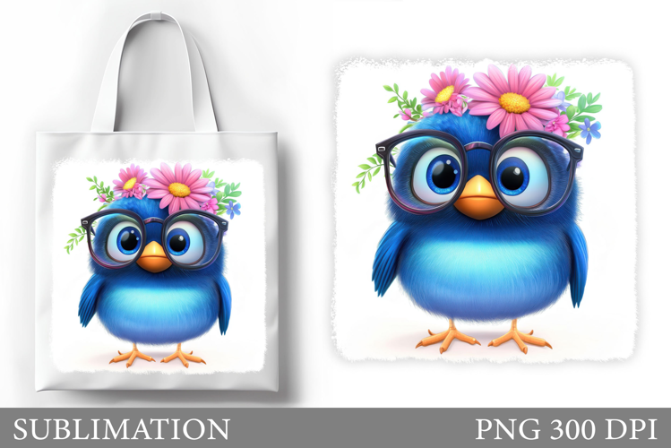 Cute Bird Tote Bag Design. Cute Bird Sublimation