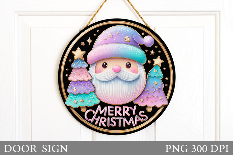 Cute Santa Claus Door Sign. Christmas Door Sign Sublimation