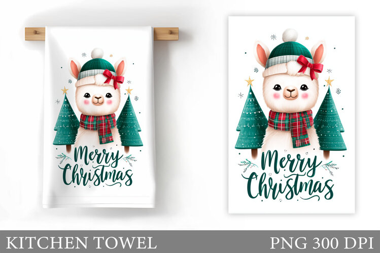 Christmas Lama Kitchen Towel. Christmas Kitchen Towel Design example image 1