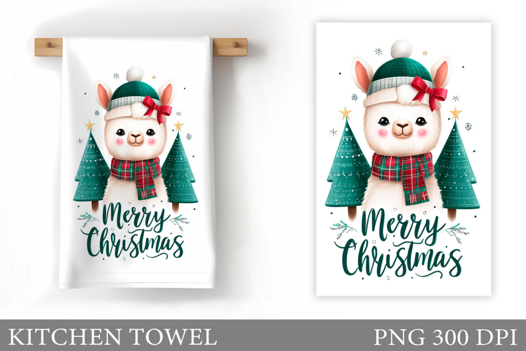 Christmas Lama Kitchen Towel. Christmas Kitchen Towel Design