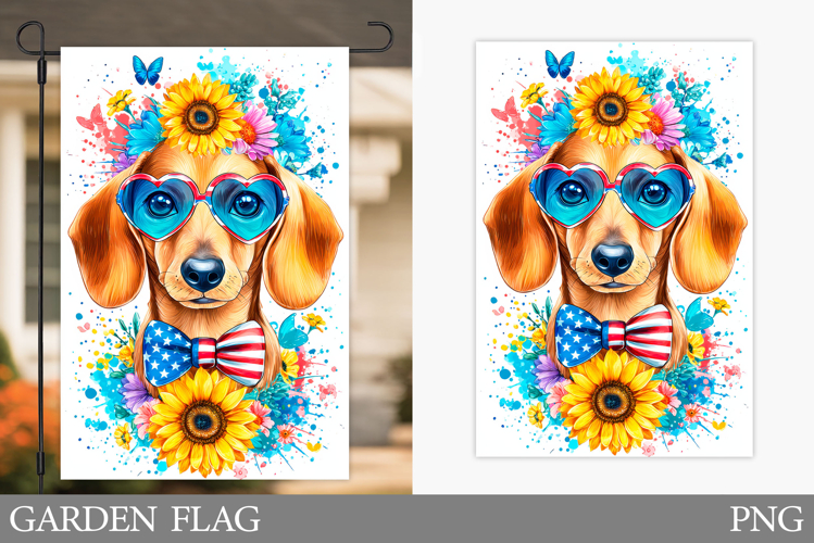 Patriotic Dog Garden Flag. Patriotic Garden Flag Design