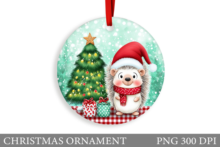 Cute Hedgehog Christmas Ornament. Cute Hedgehog Sublimation