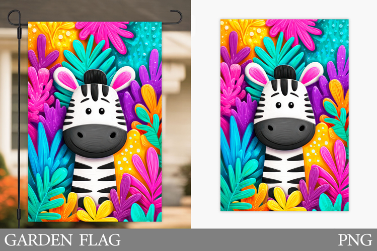 Cute Zebra Garden Flag. Summer Garden Flag Design