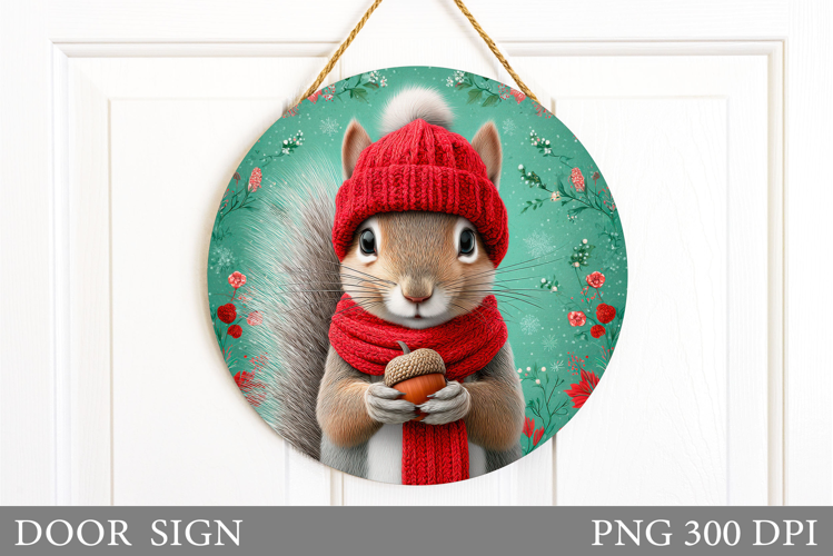Christmas Squirrel Door Sign. Christmas Door Sign Design