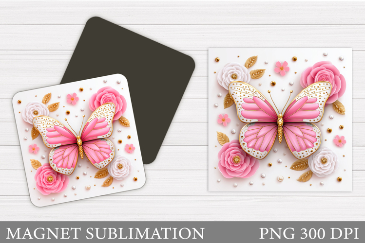 Butterfly Flowers Sublimation. Butterfly Magnet Sublimation