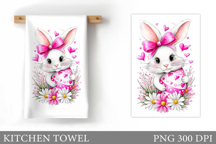 Easter Bunny Kitchen Towel . Easter Kitchen Towel Design